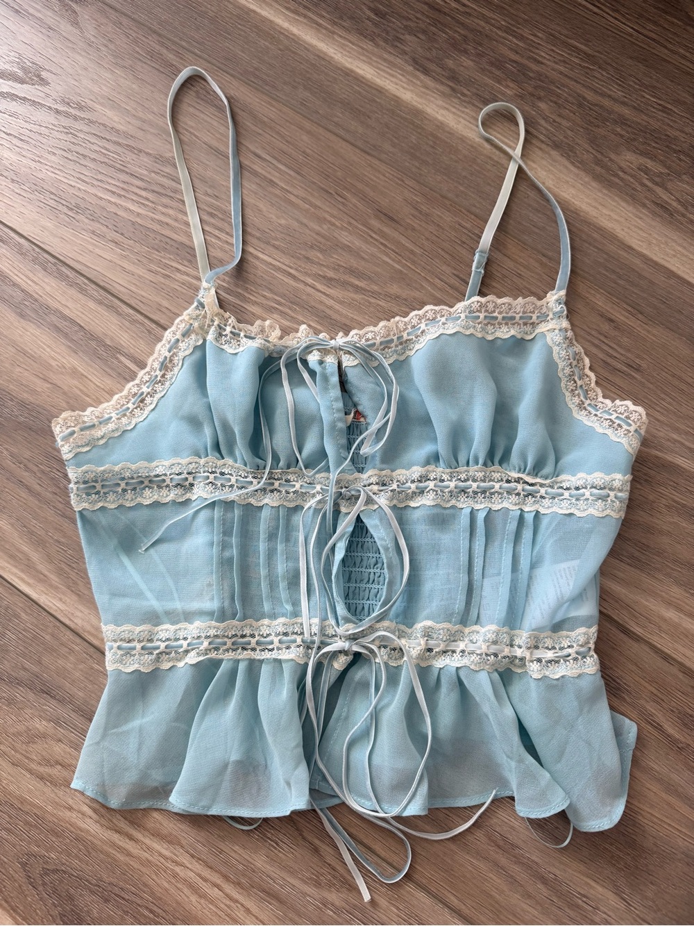 Kimchi Blue Light Blue Lace-Trim Cami Top